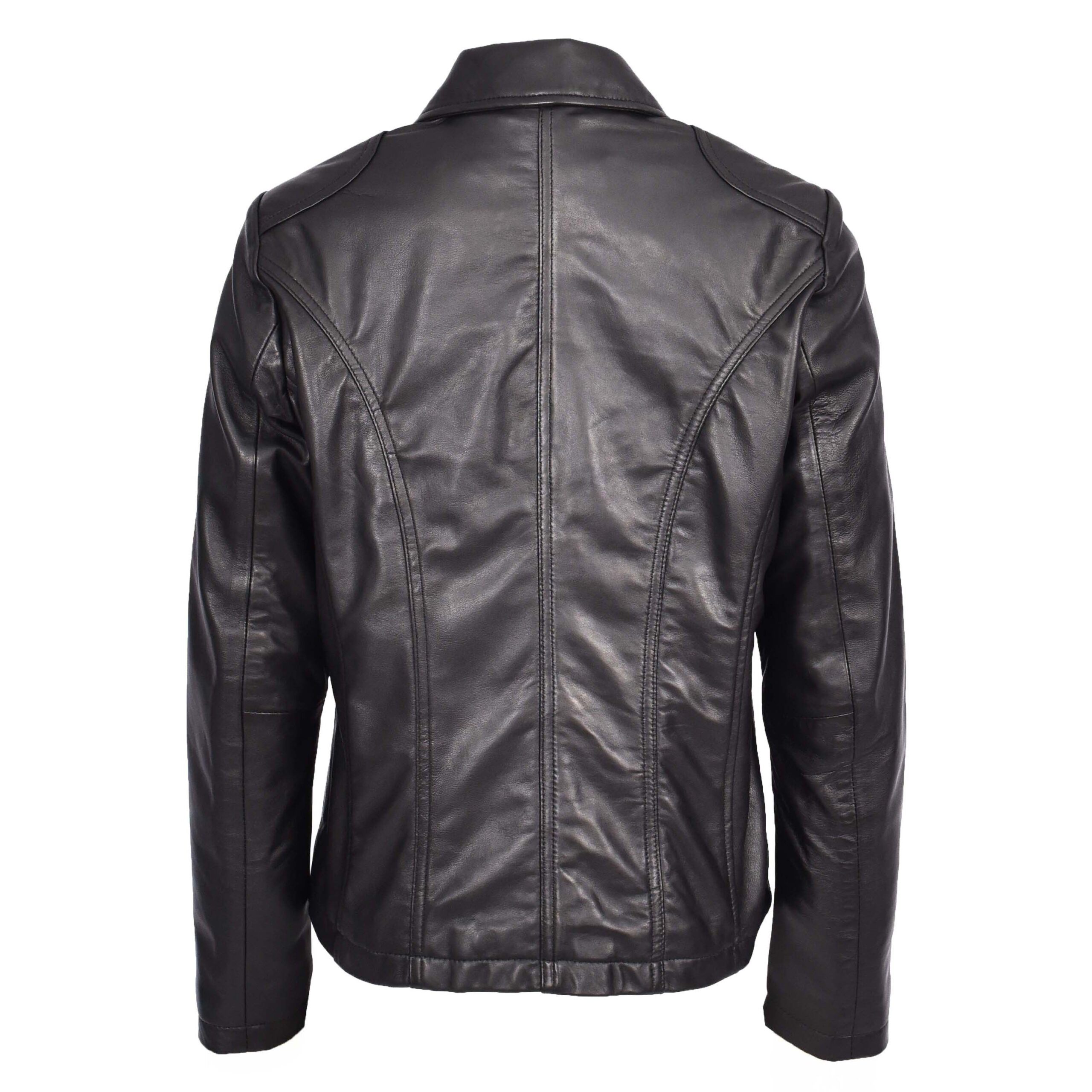 BUNERI Blazer en Cuir Noir pour Femme à Deux Boutons – Image 2