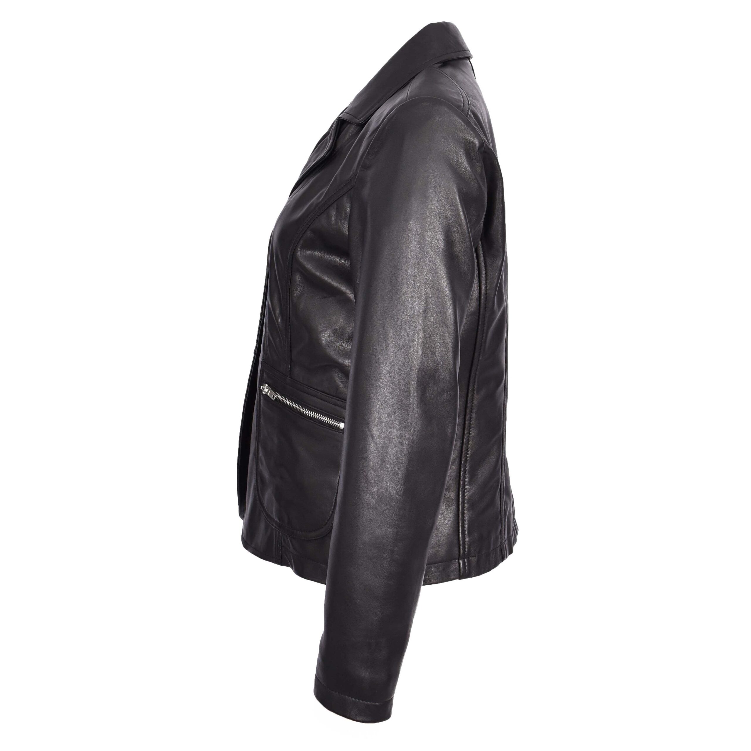 BUNERI Blazer en Cuir Noir pour Femme à Deux Boutons – Image 6