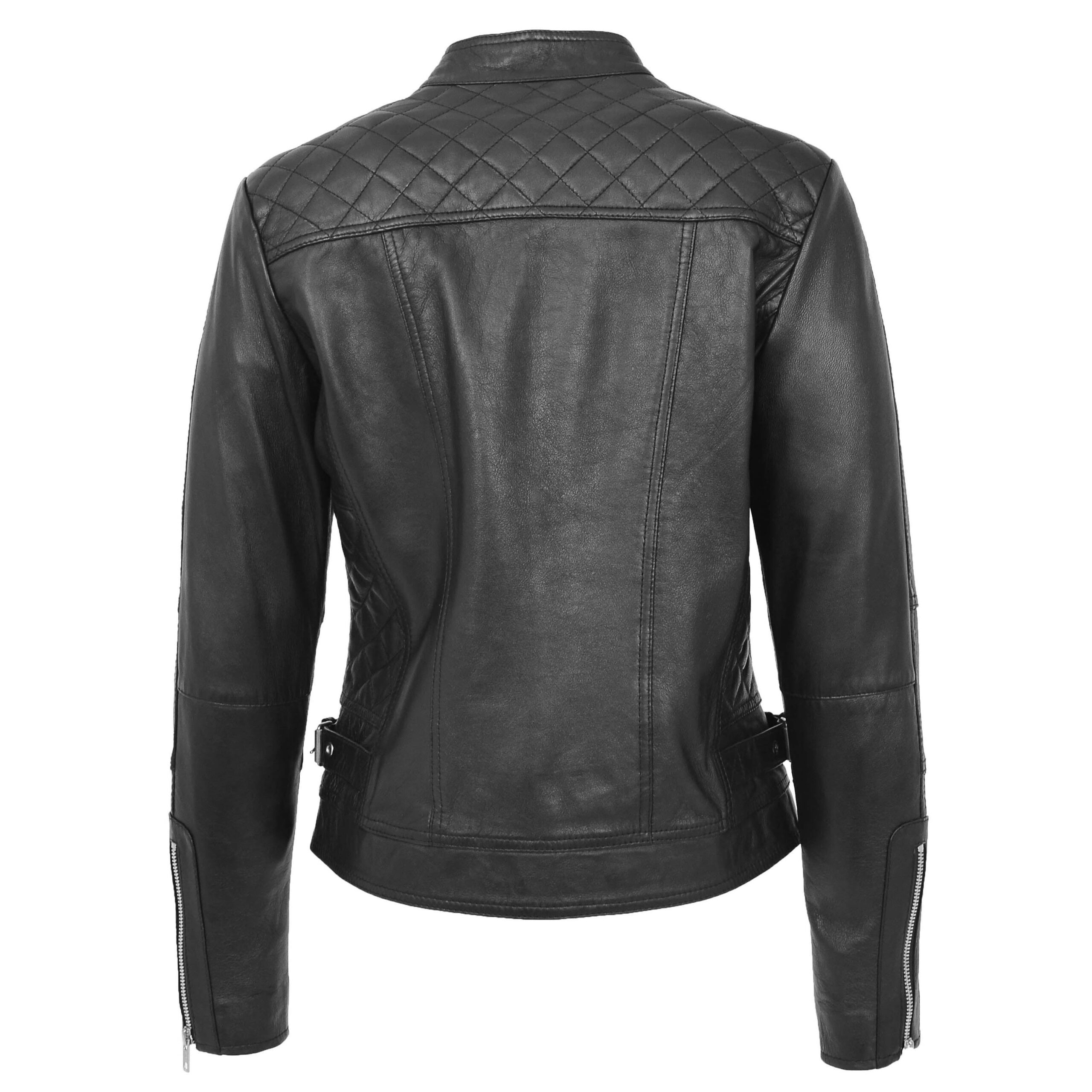 BUNERI Biker Cuir Souple Ruby Noire Zip Casual – Image 2