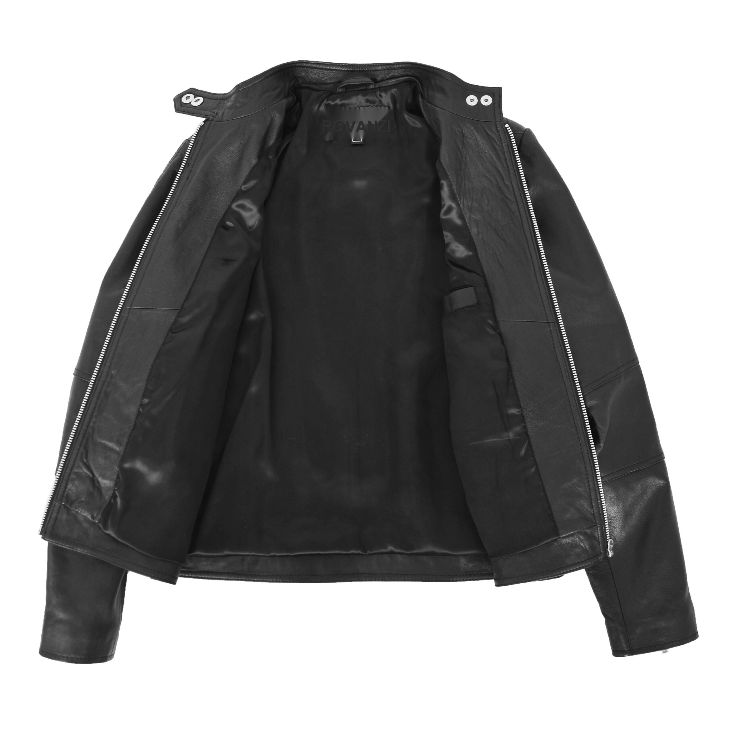 BUNERI Biker Cuir Souple Ruby Noire Zip Casual – Image 7
