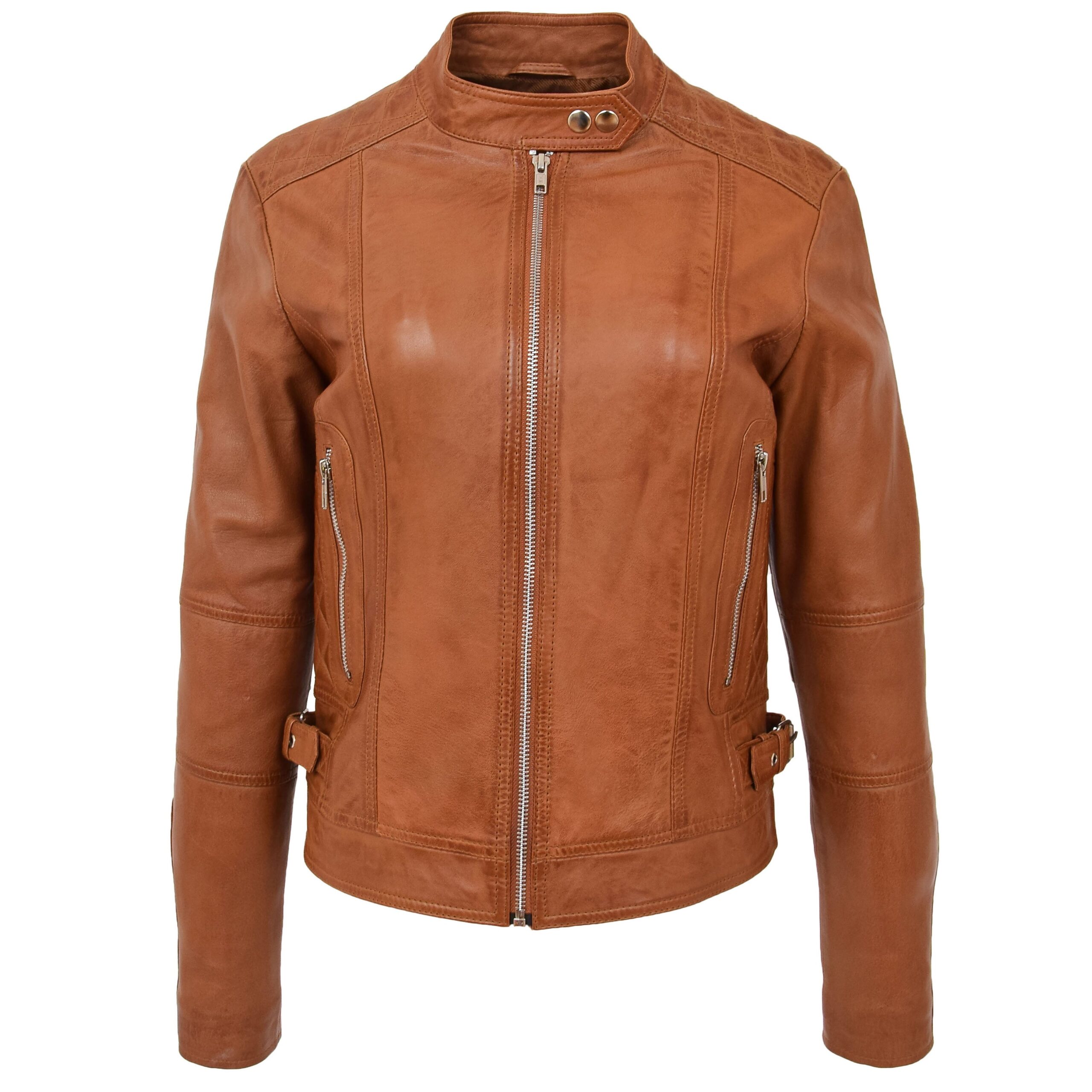 BUNERI Biker Ruby Tan en Cuir Souple Casual Zip