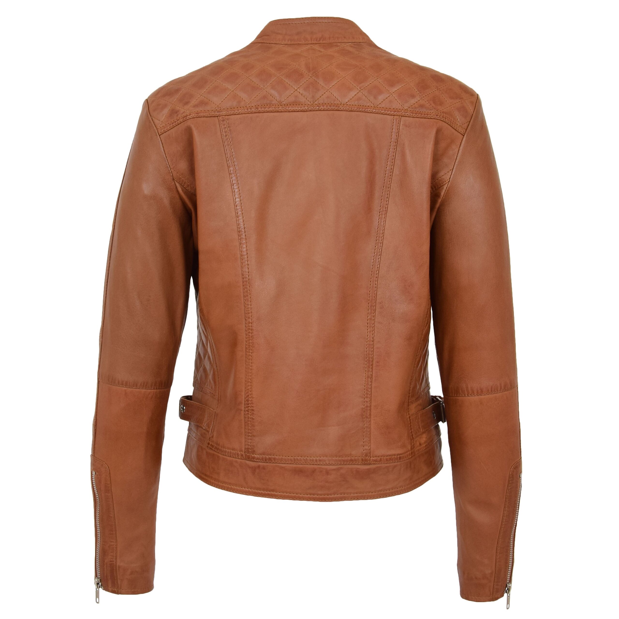 BUNERI Biker Ruby Tan en Cuir Souple Casual Zip – Image 7