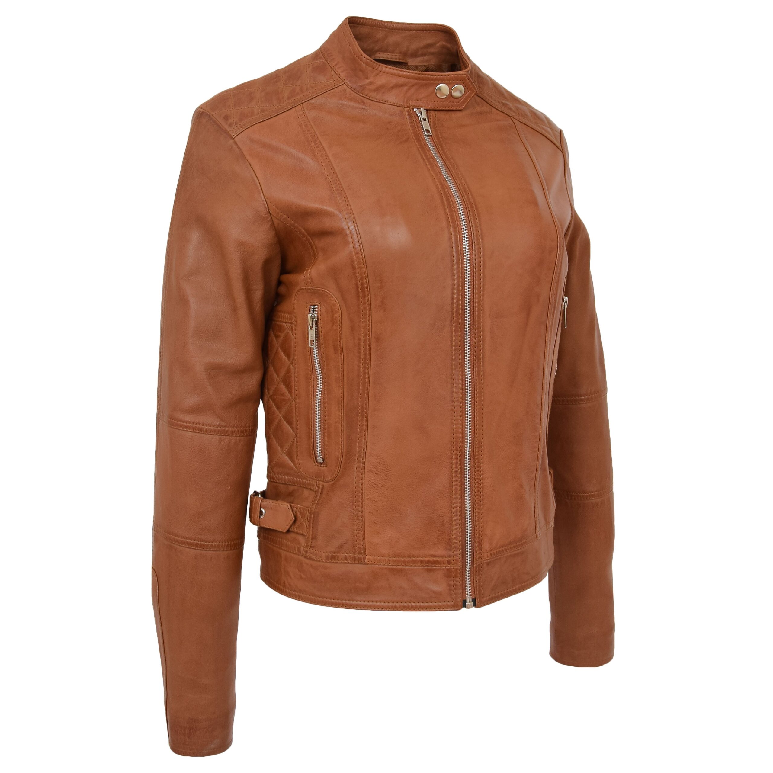 BUNERI Biker Ruby Tan en Cuir Souple Casual Zip – Image 6