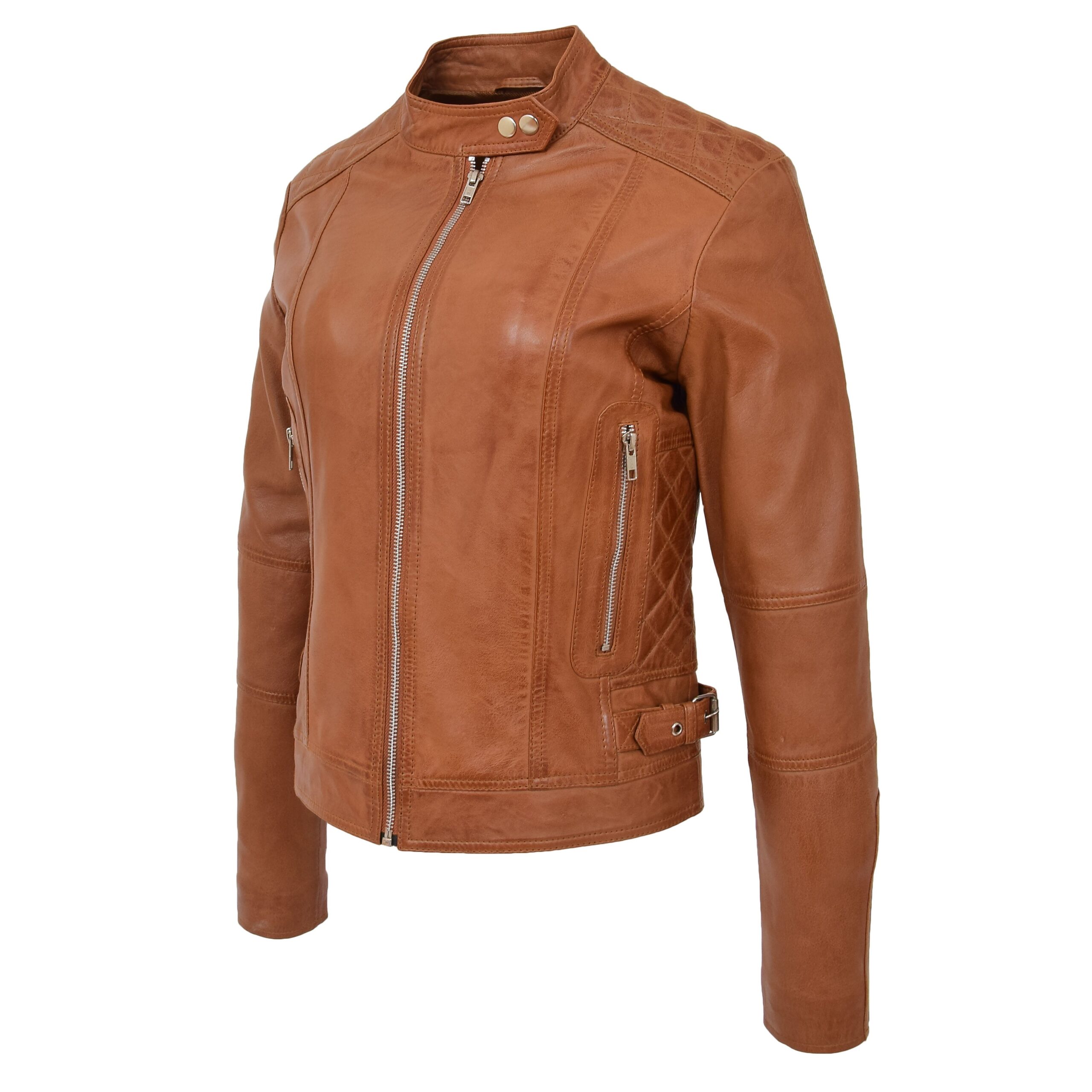 BUNERI Biker Ruby Tan en Cuir Souple Casual Zip – Image 5