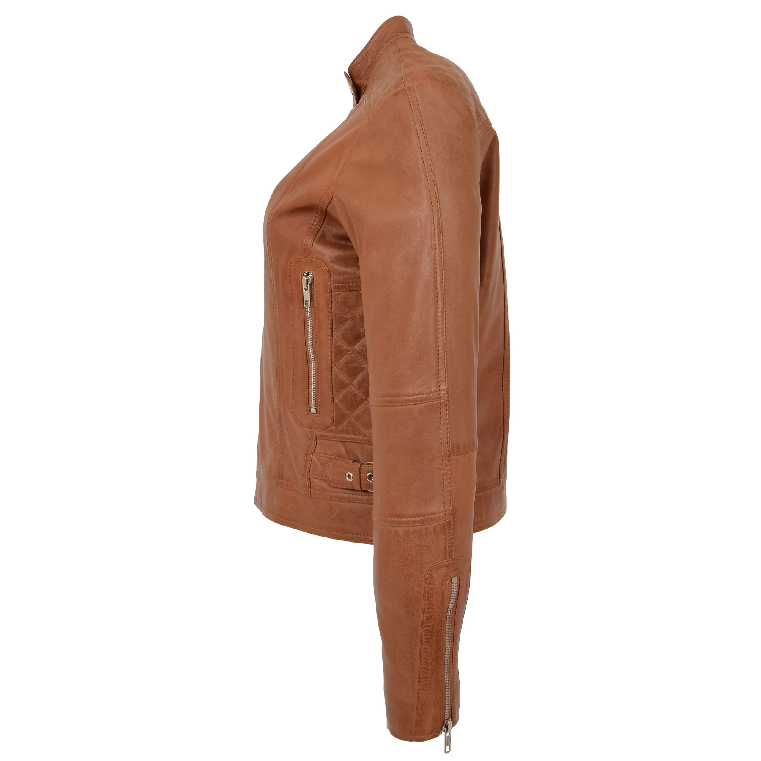 BUNERI Biker Ruby Tan en Cuir Souple Casual Zip – Image 4