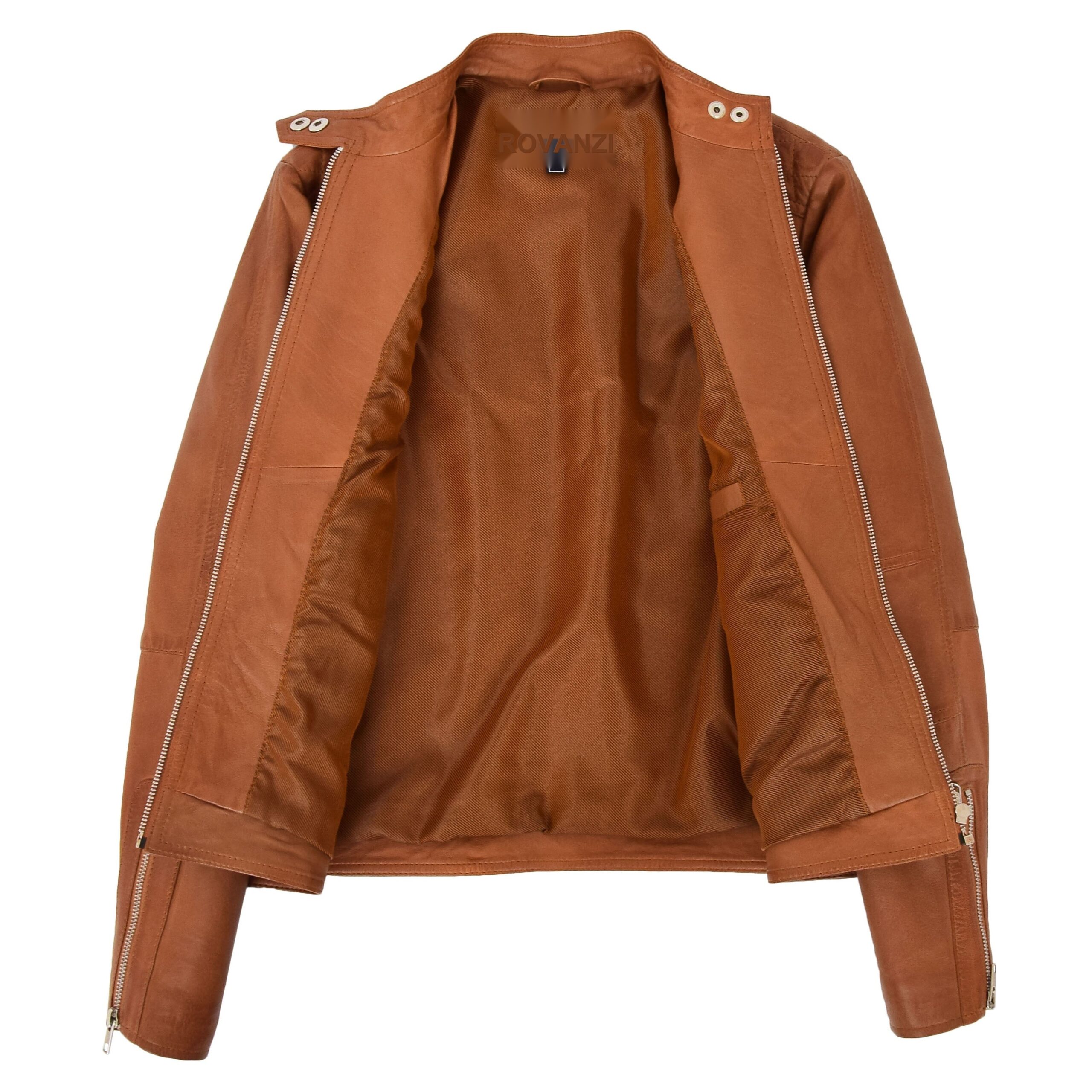 BUNERI Biker Ruby Tan en Cuir Souple Casual Zip – Image 2