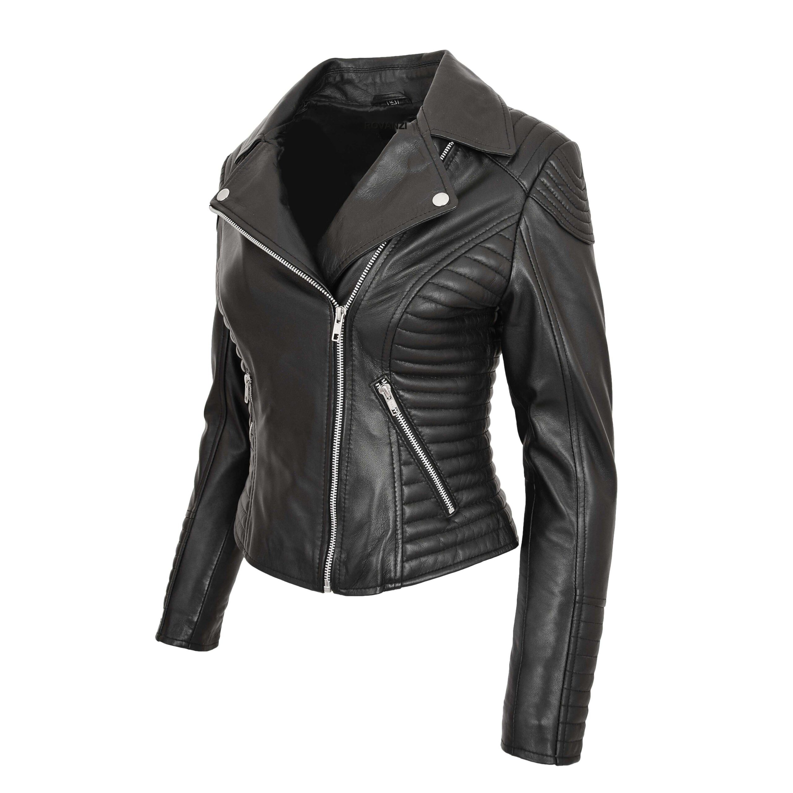 BUNERI Biker Cuir Souple Anna Noir Cross Zip – Image 4