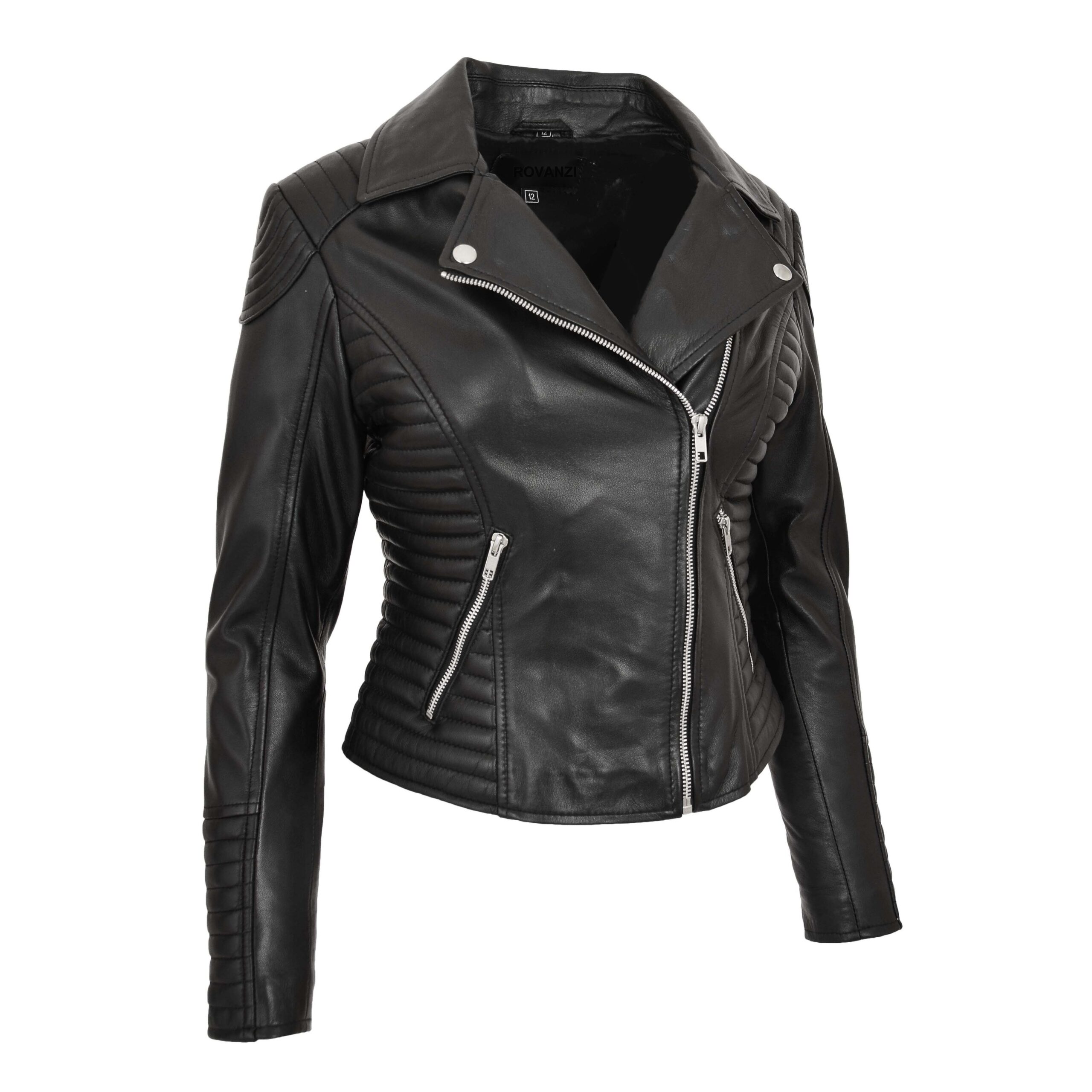 BUNERI Biker Cuir Souple Anna Noir Cross Zip – Image 3