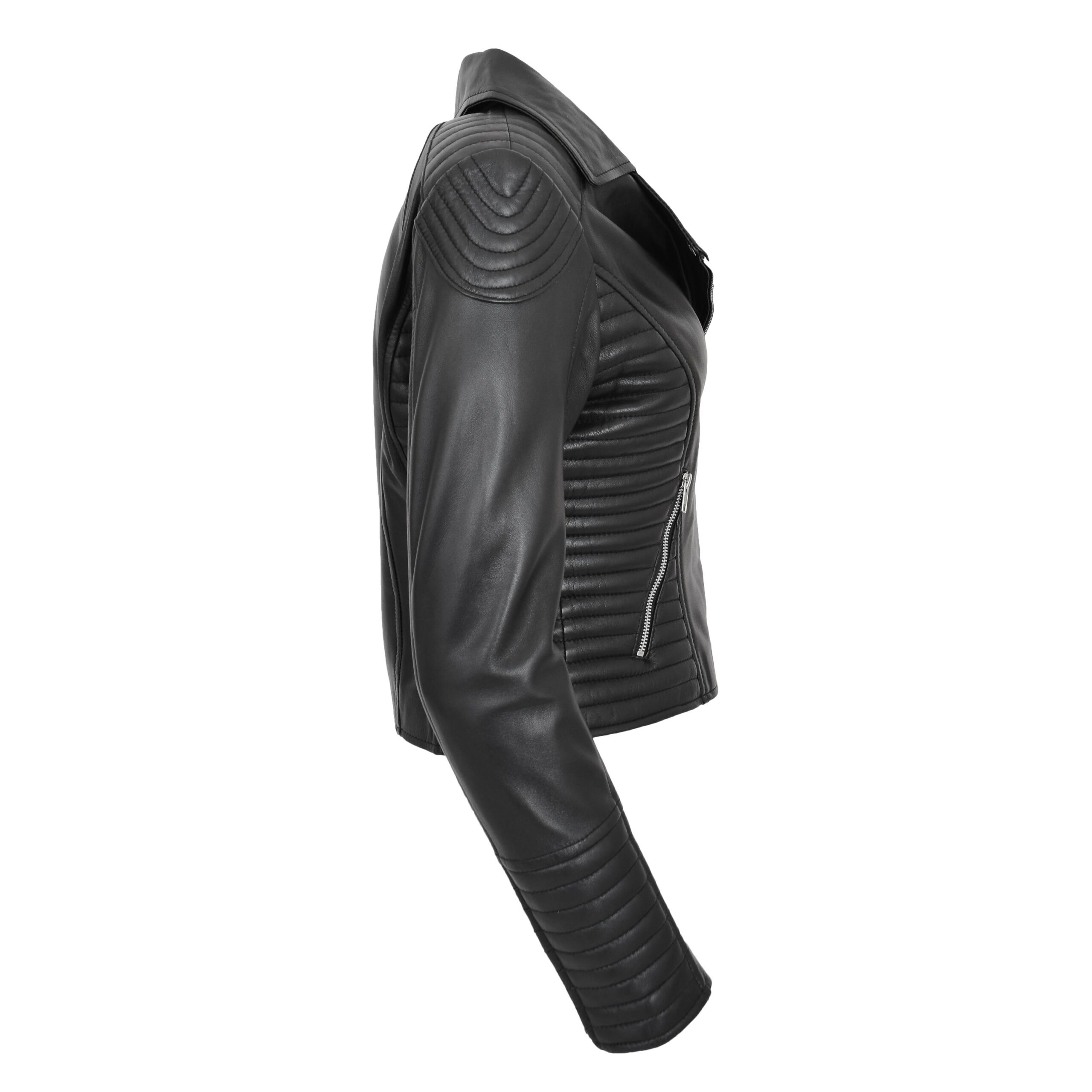BUNERI Biker Cuir Souple Anna Noir Cross Zip – Image 6