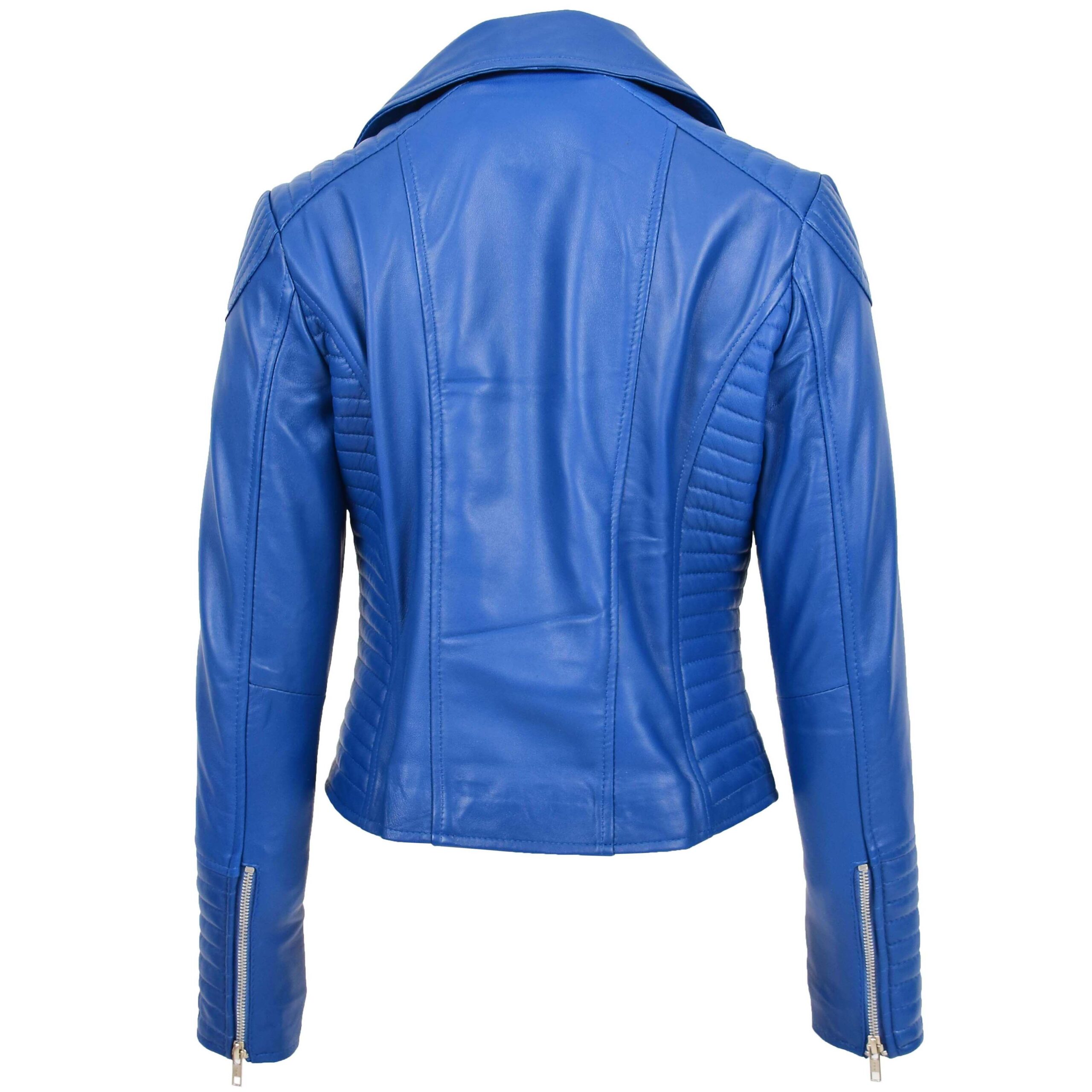 BUNERI Biker Cuir Anna Bleue Souple Zip Croisé – Image 2