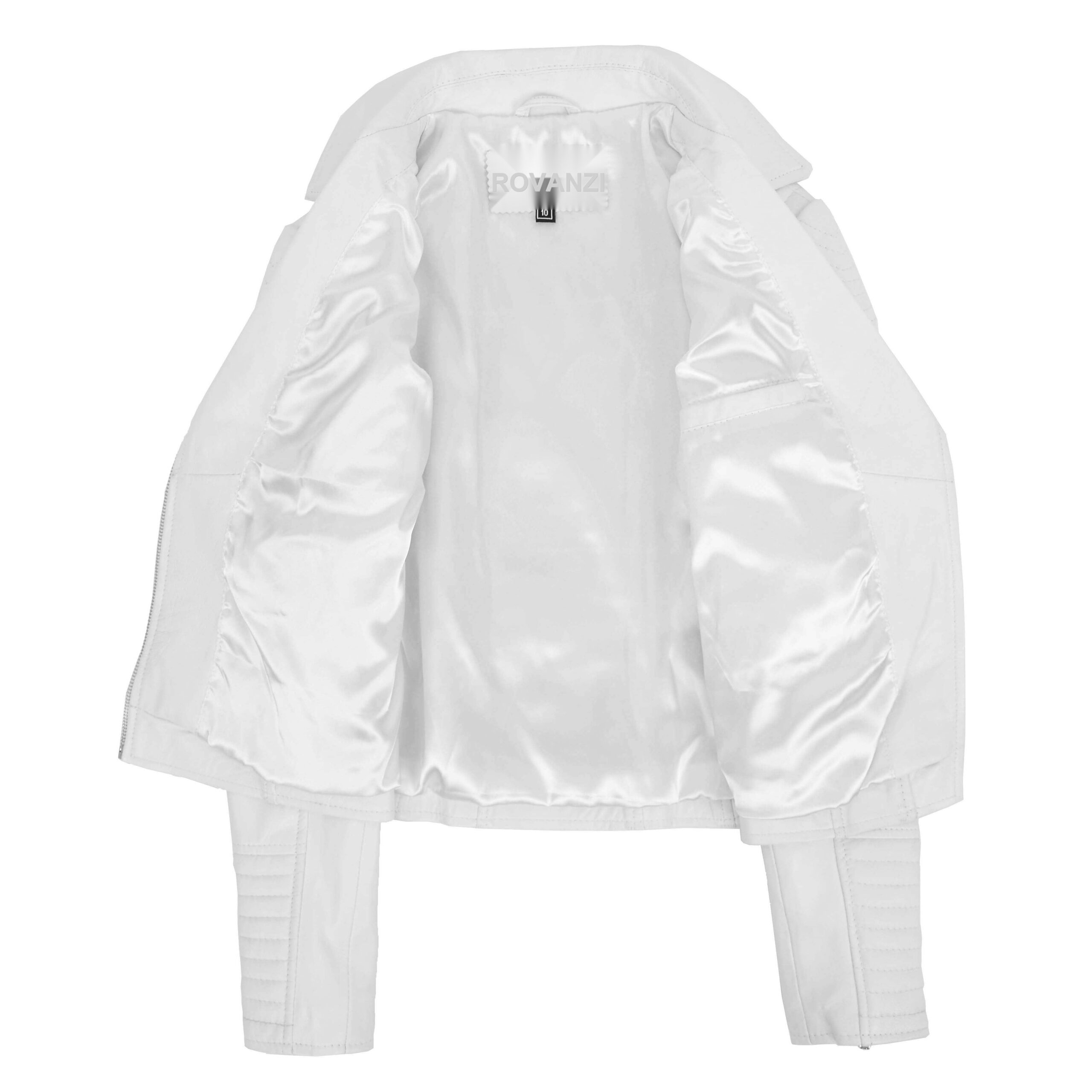 BUNERI Veste Biker en Cuir Souple Blanc Zip Croisé pour Femme – Image 5