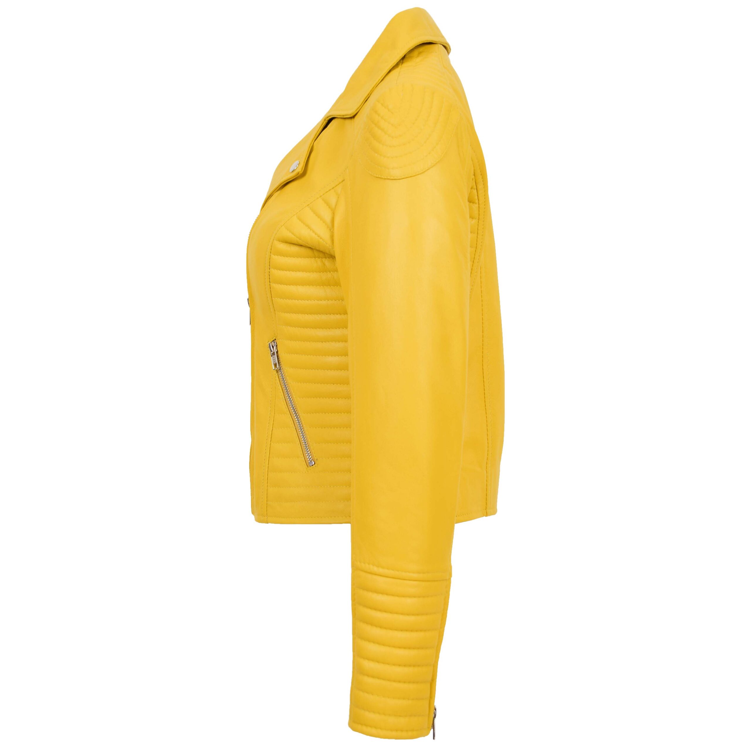 BUNERI Biker Cuir Souple Anna Jaune Cross Zip – Image 5