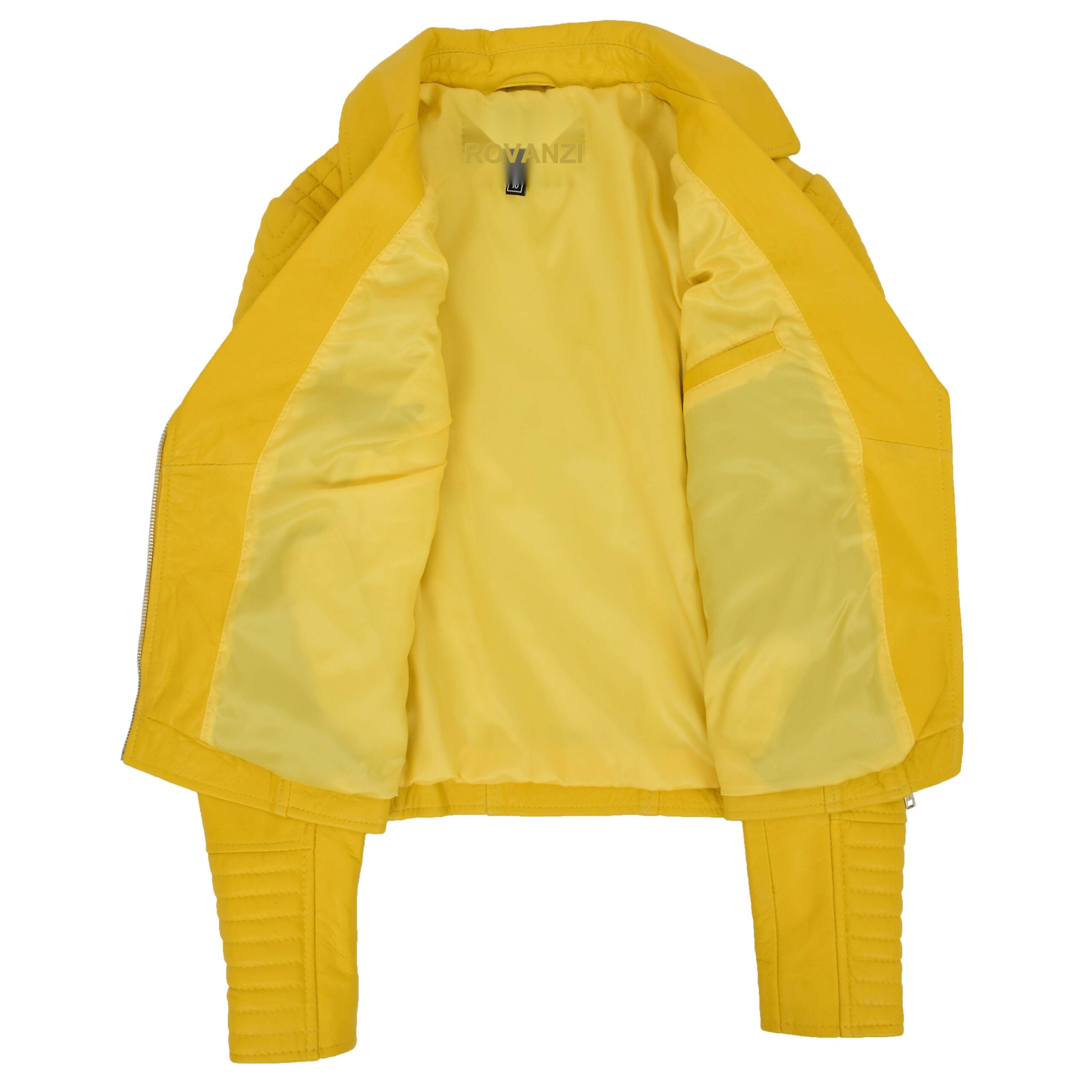 BUNERI Biker Cuir Souple Anna Jaune Cross Zip – Image 6