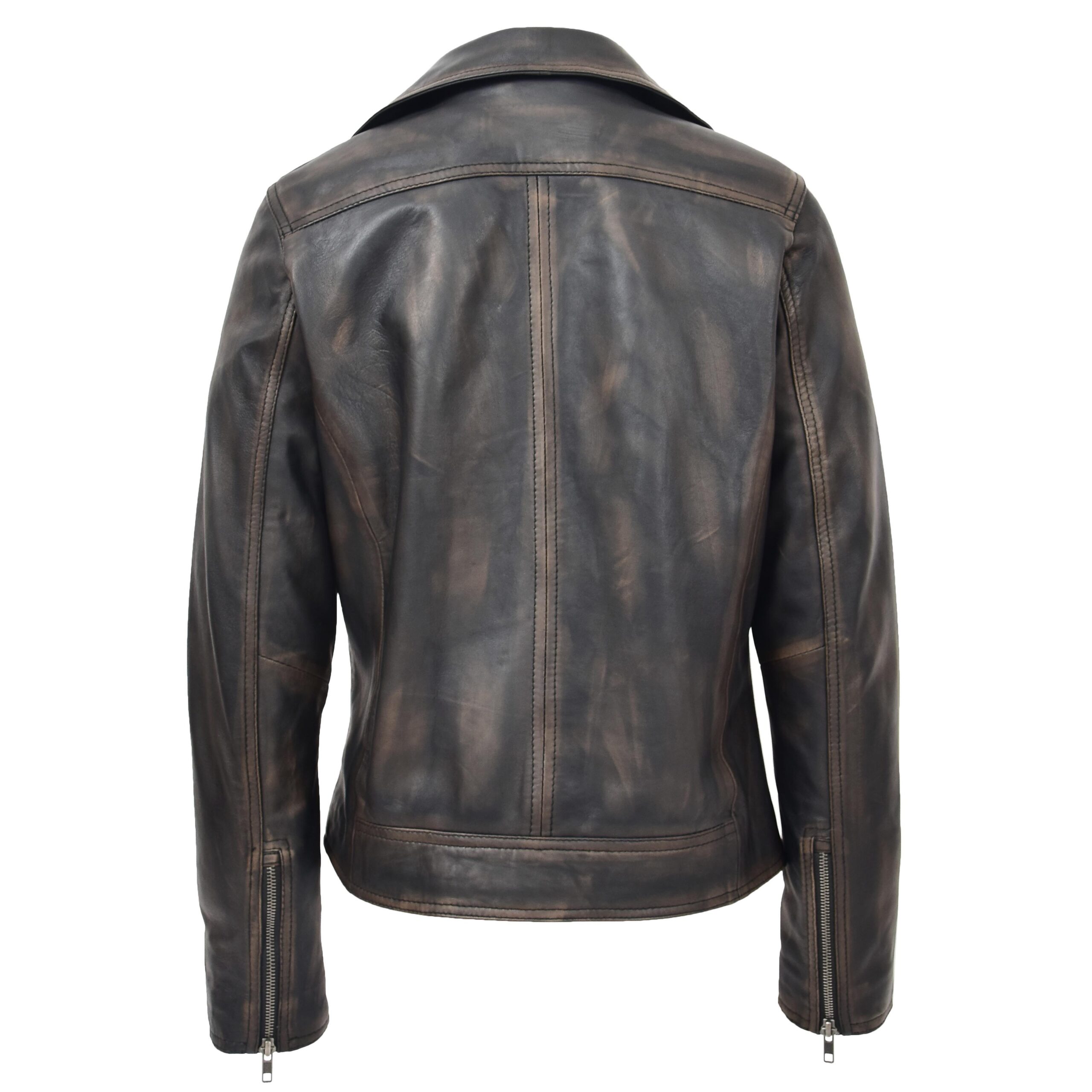 BUNERI Biker Cuir Souple Lola Noir Vintage Cross-Zip – Image 2