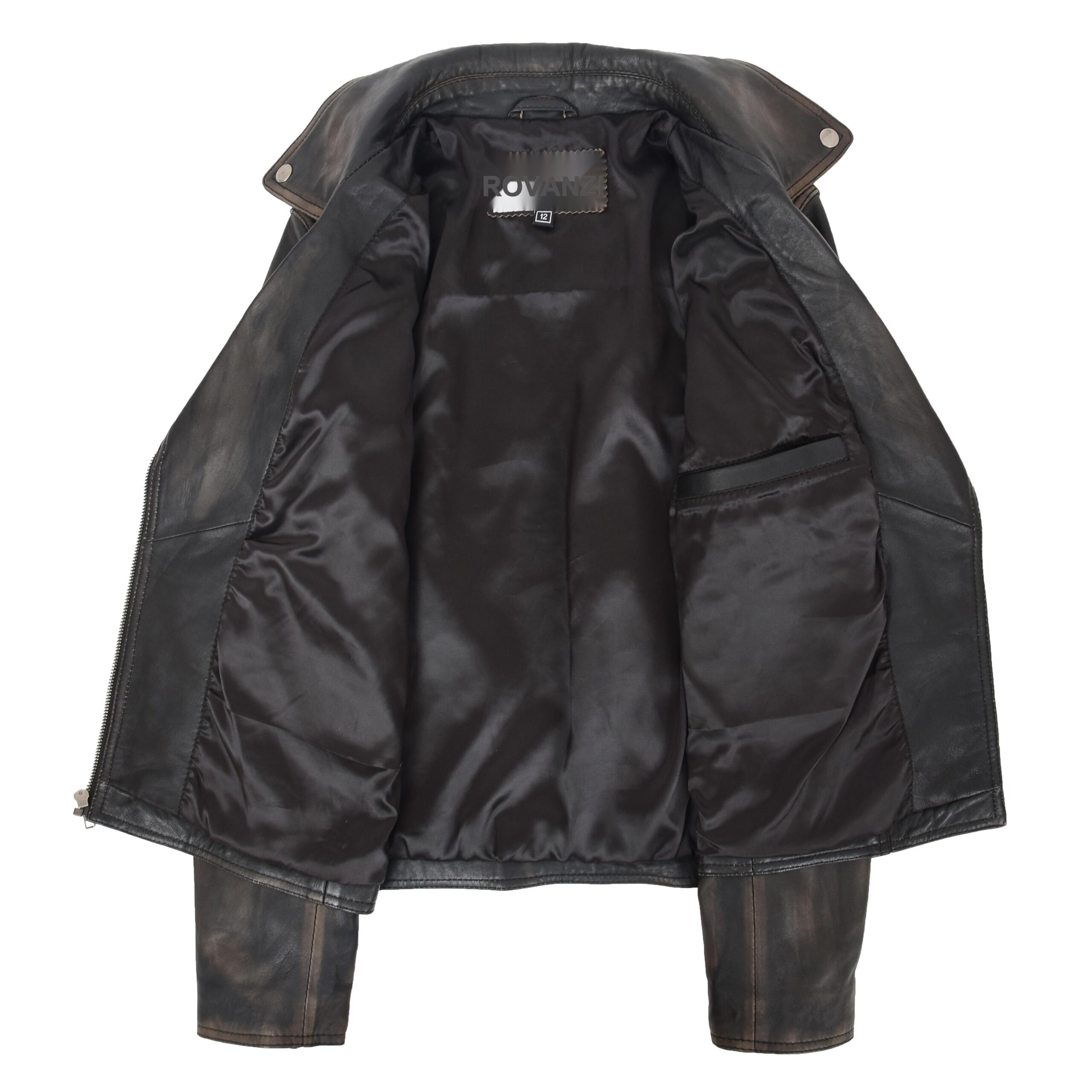 BUNERI Biker Cuir Souple Lola Noir Vintage Cross-Zip – Image 6