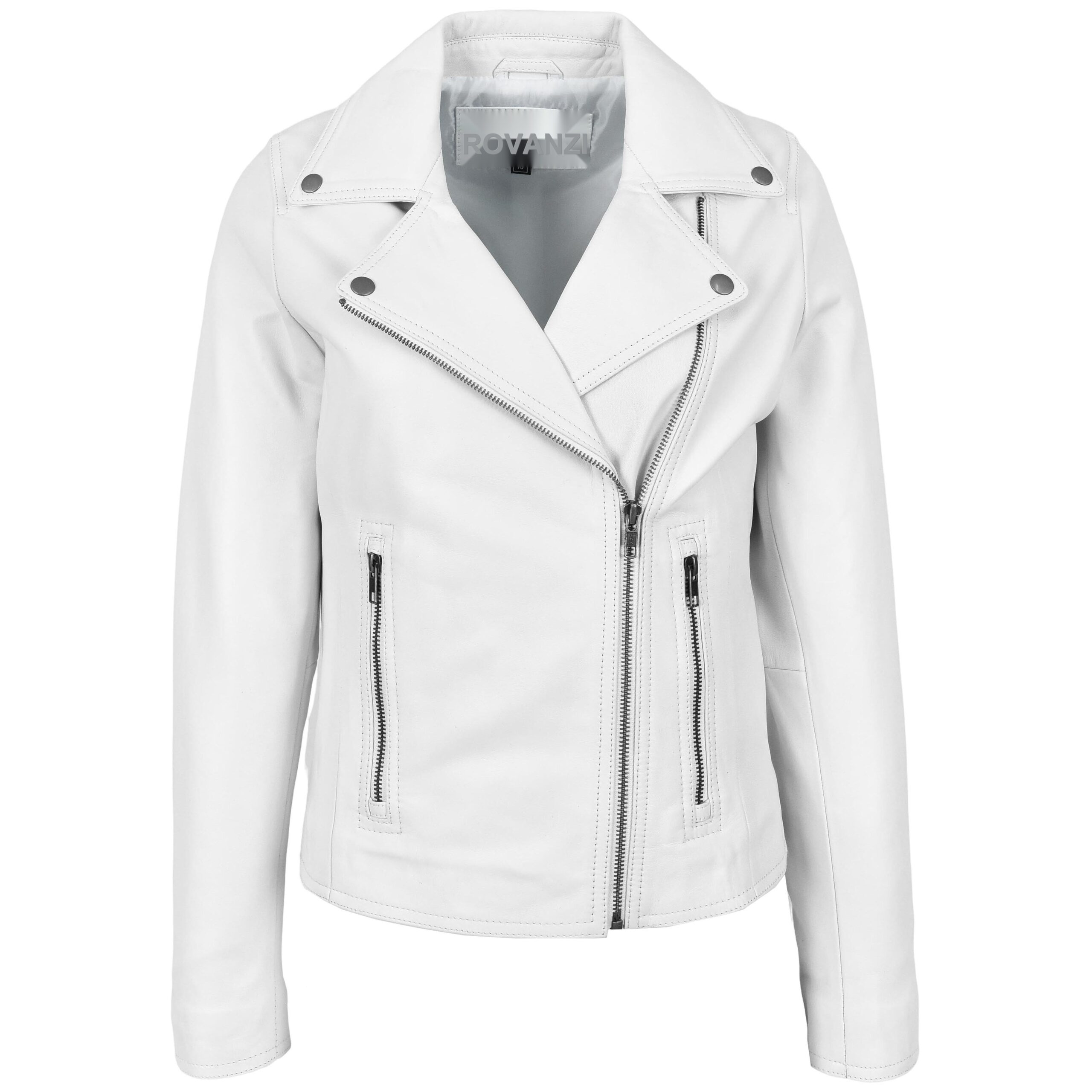 Veste Biker Lola en Cuir Véritable Blanc