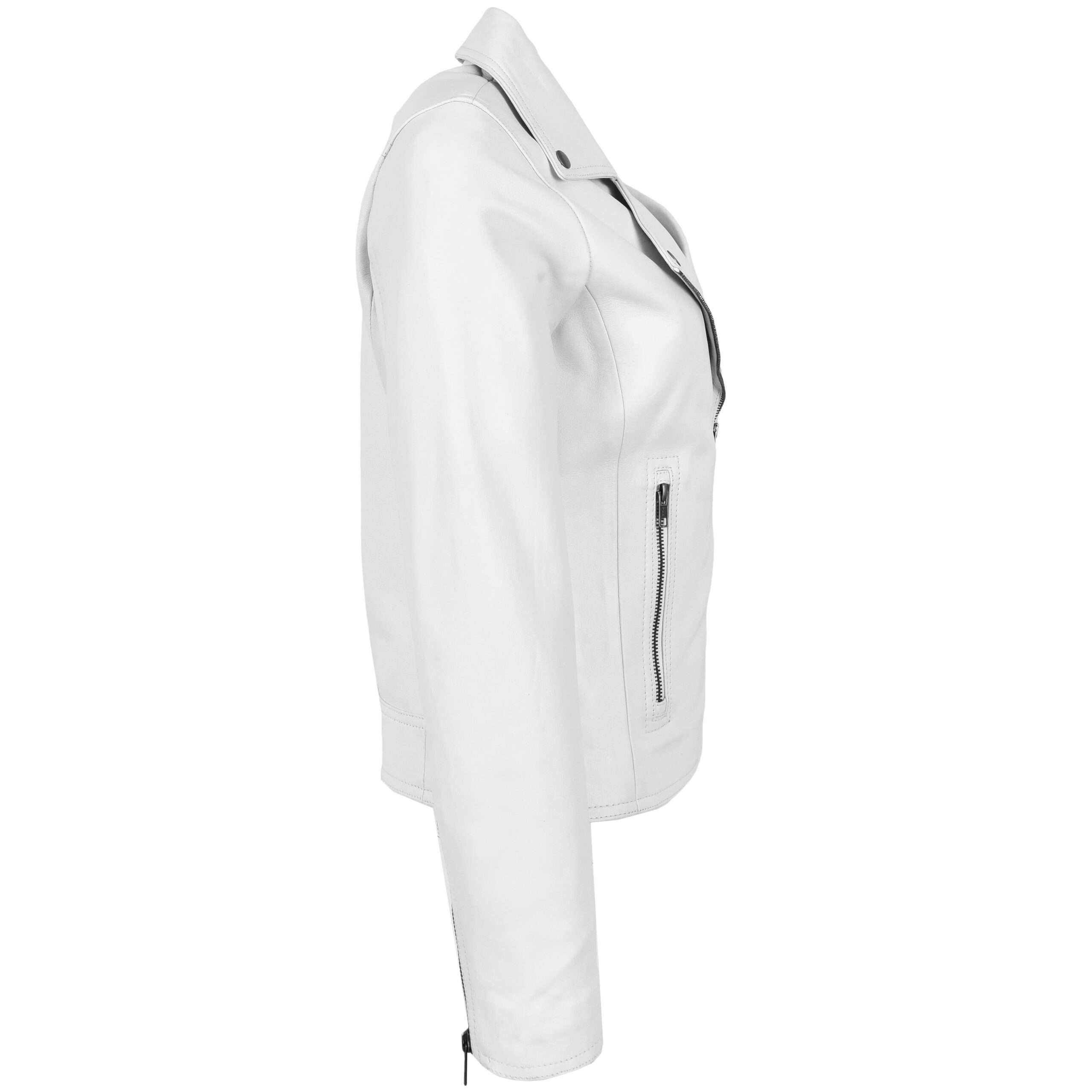 Veste Biker Lola en Cuir Véritable Blanc (6)