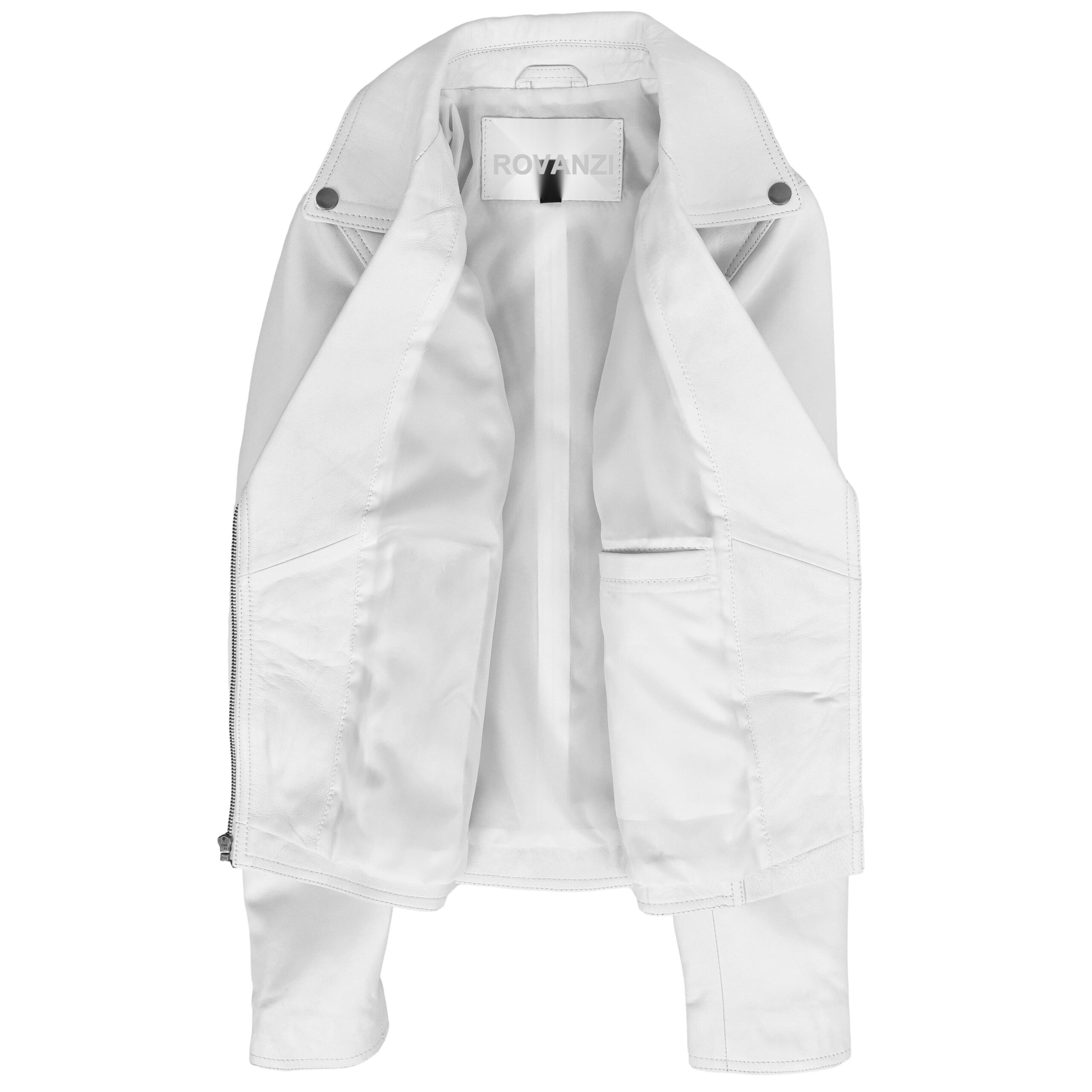 Veste Biker Lola en Cuir Véritable Blanc (2)