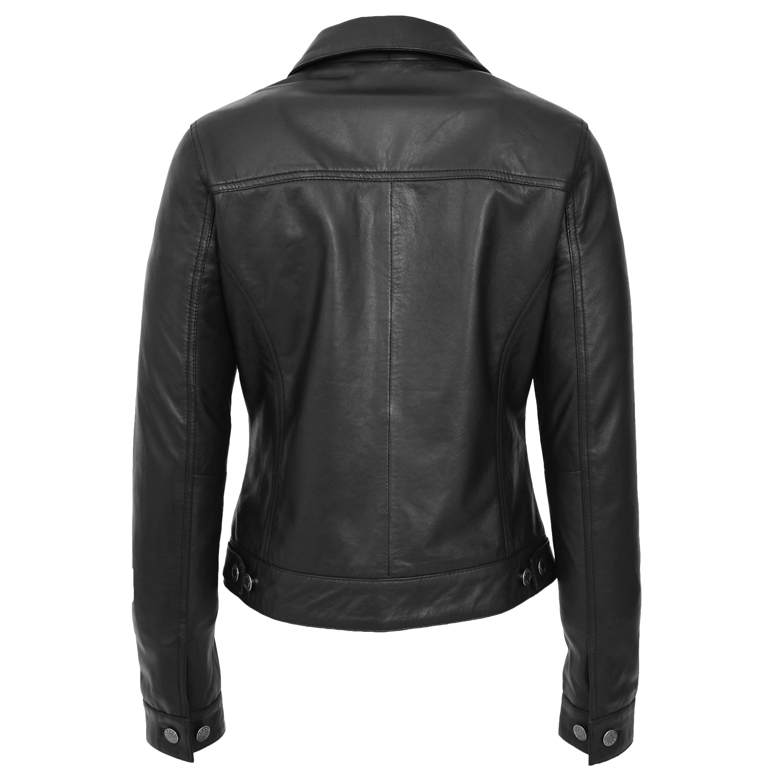BUNERI Style Trucker Cuir Souple Alma Noir Femme – Image 2