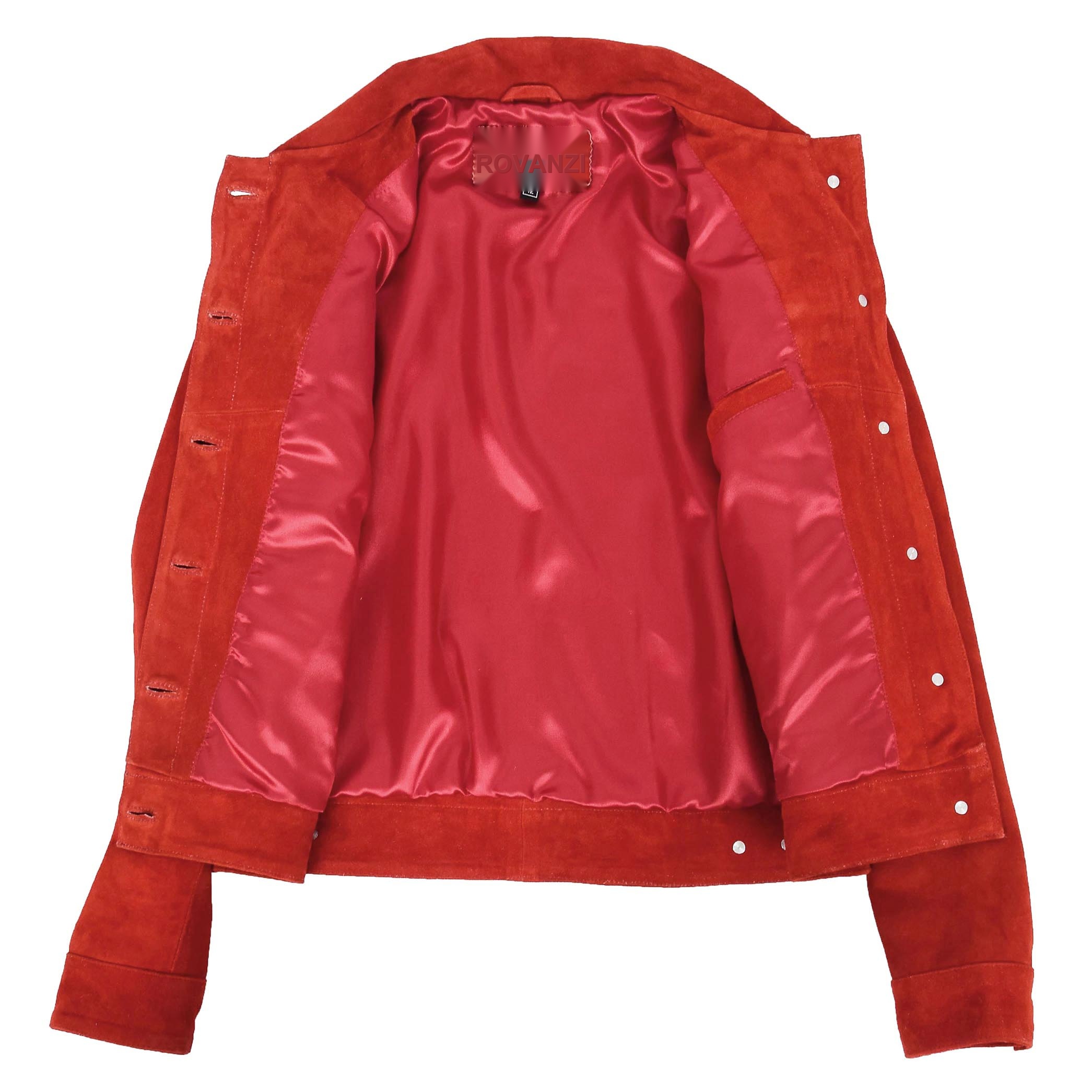 BUNERI Veste en Daim Trucker pour Femme Rouge – Image 6