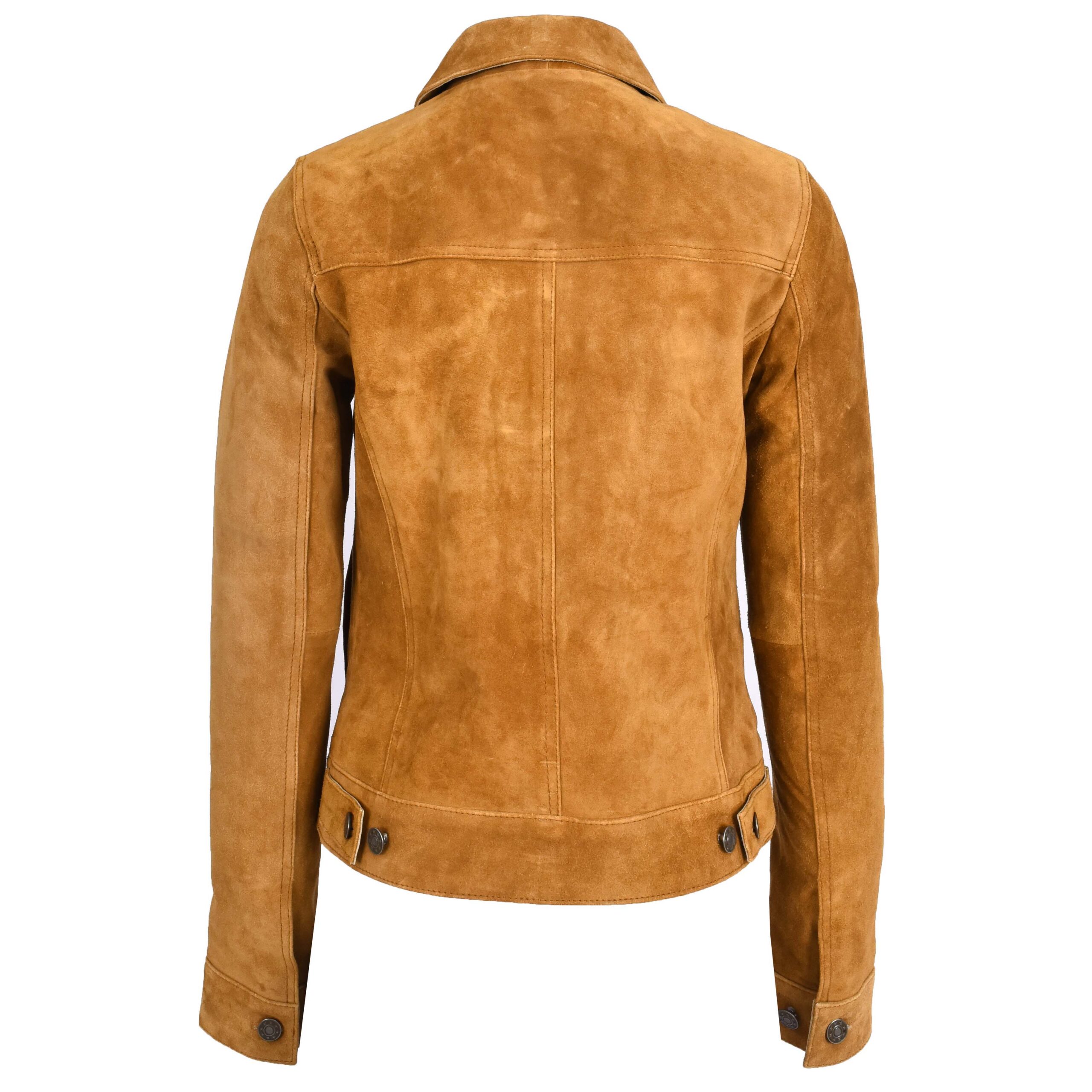 BUNERI Veste en Daim Trucker pour Femme Beige – Image 2