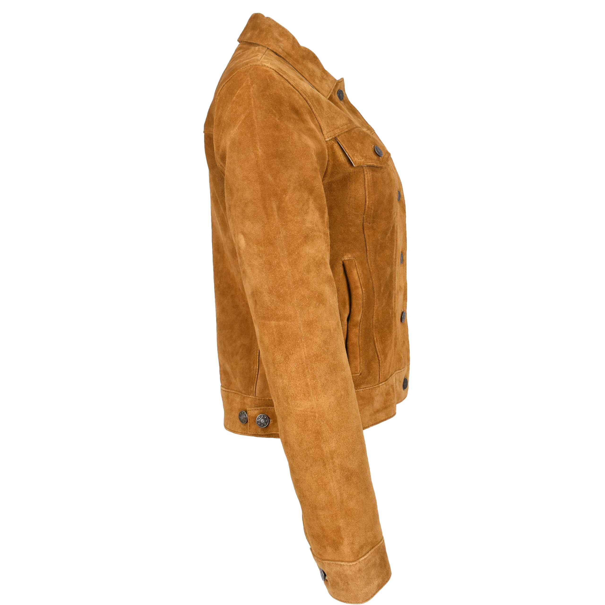BUNERI Veste en Daim Trucker pour Femme Beige – Image 6