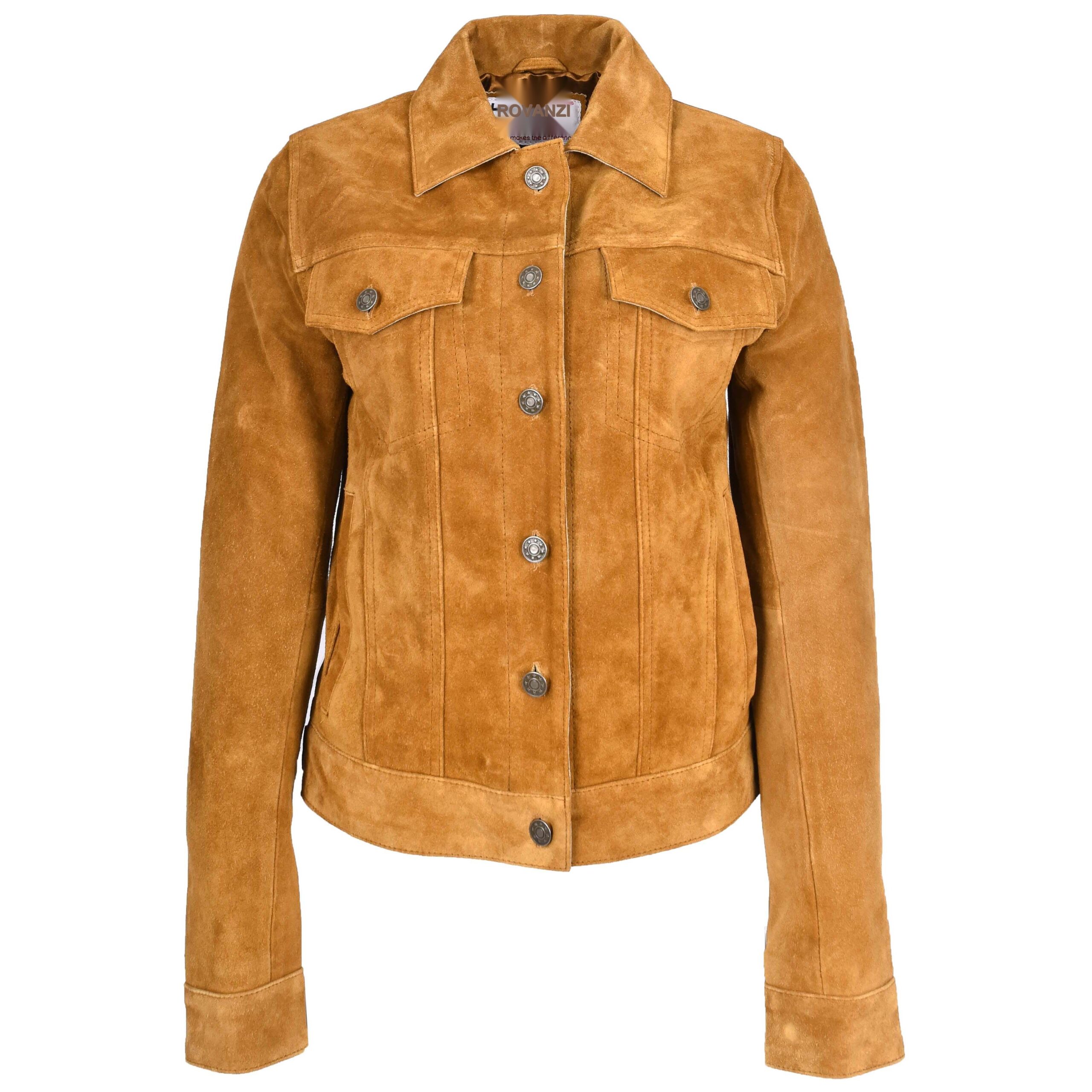 BUNERI Veste en Daim Trucker pour Femme Beige – Image 5