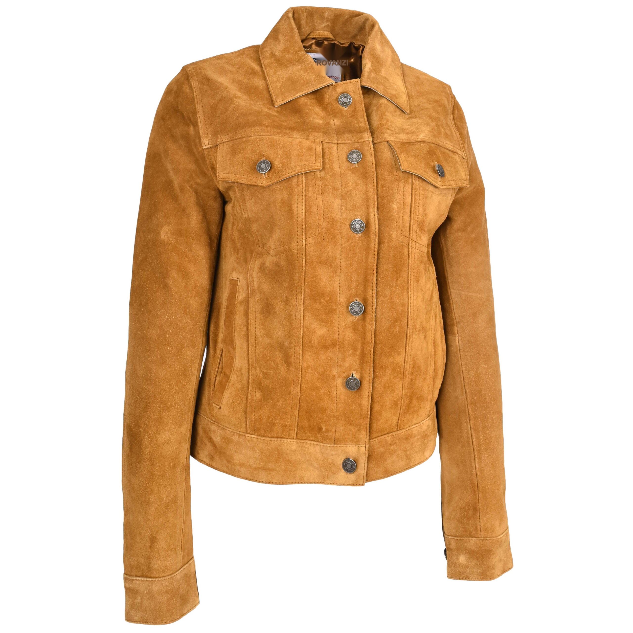 BUNERI Veste en Daim Trucker pour Femme Beige – Image 4