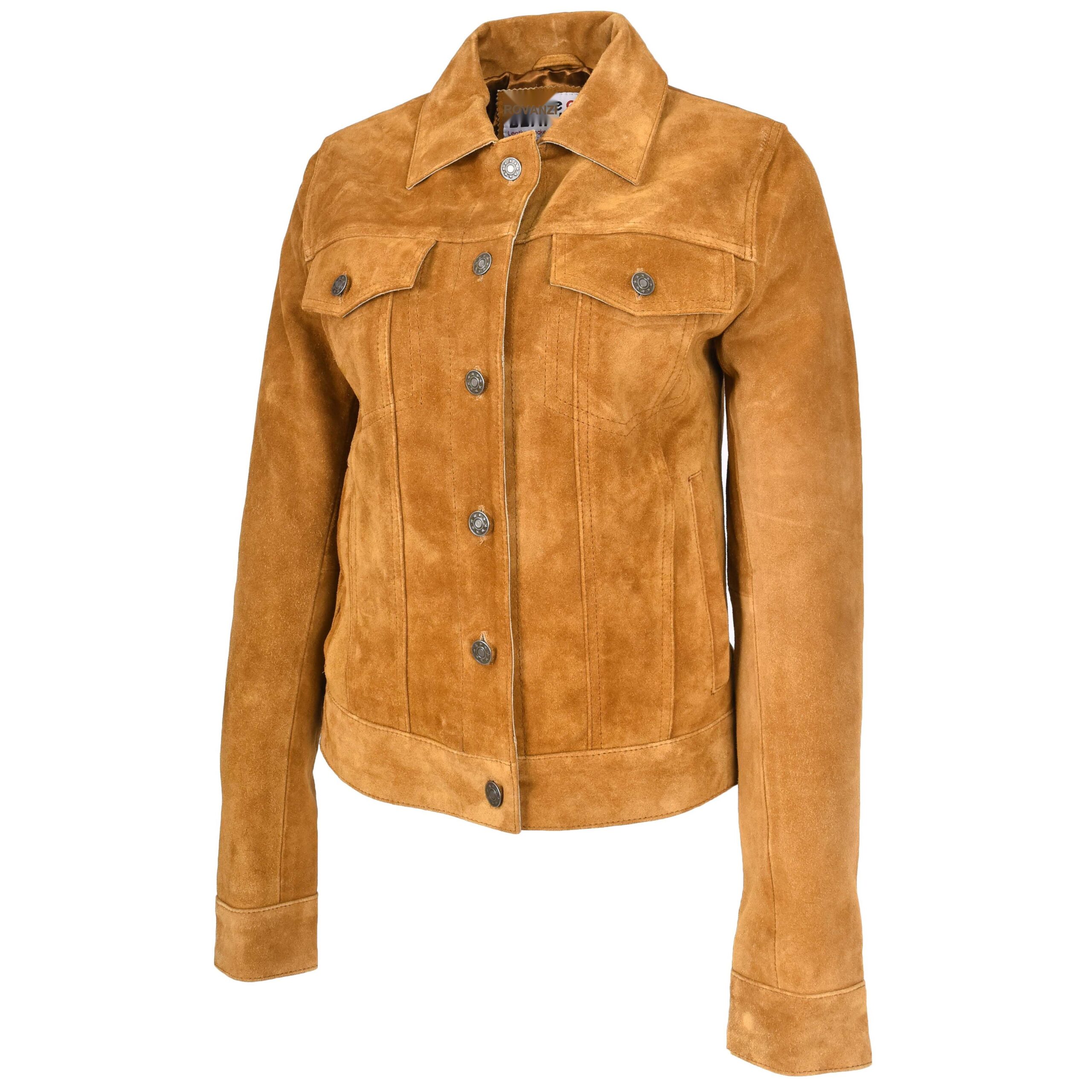 BUNERI Veste en Daim Trucker pour Femme Beige – Image 3