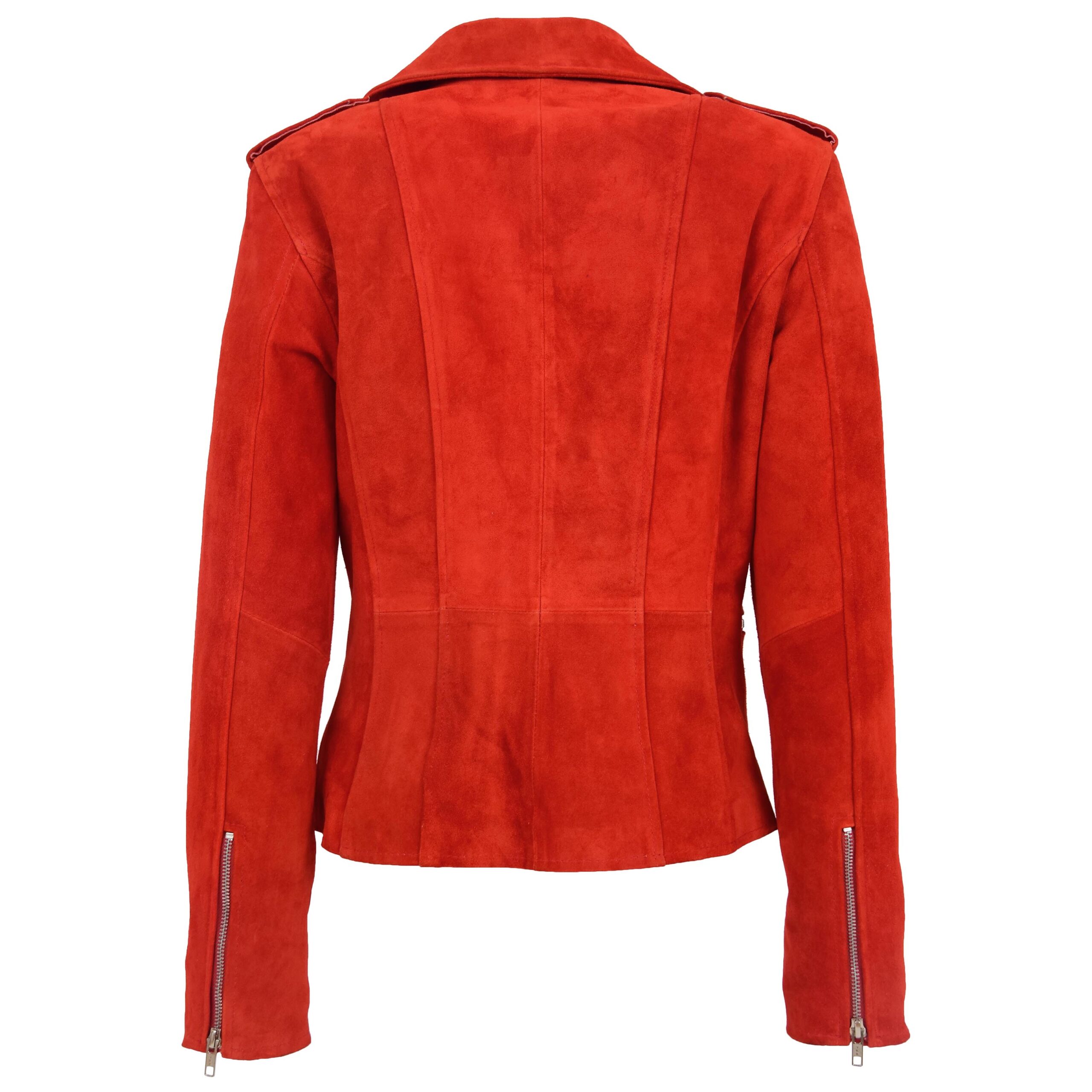 BUNERI Veste Femme Daim Style Biker Zip Rouge – Image 2
