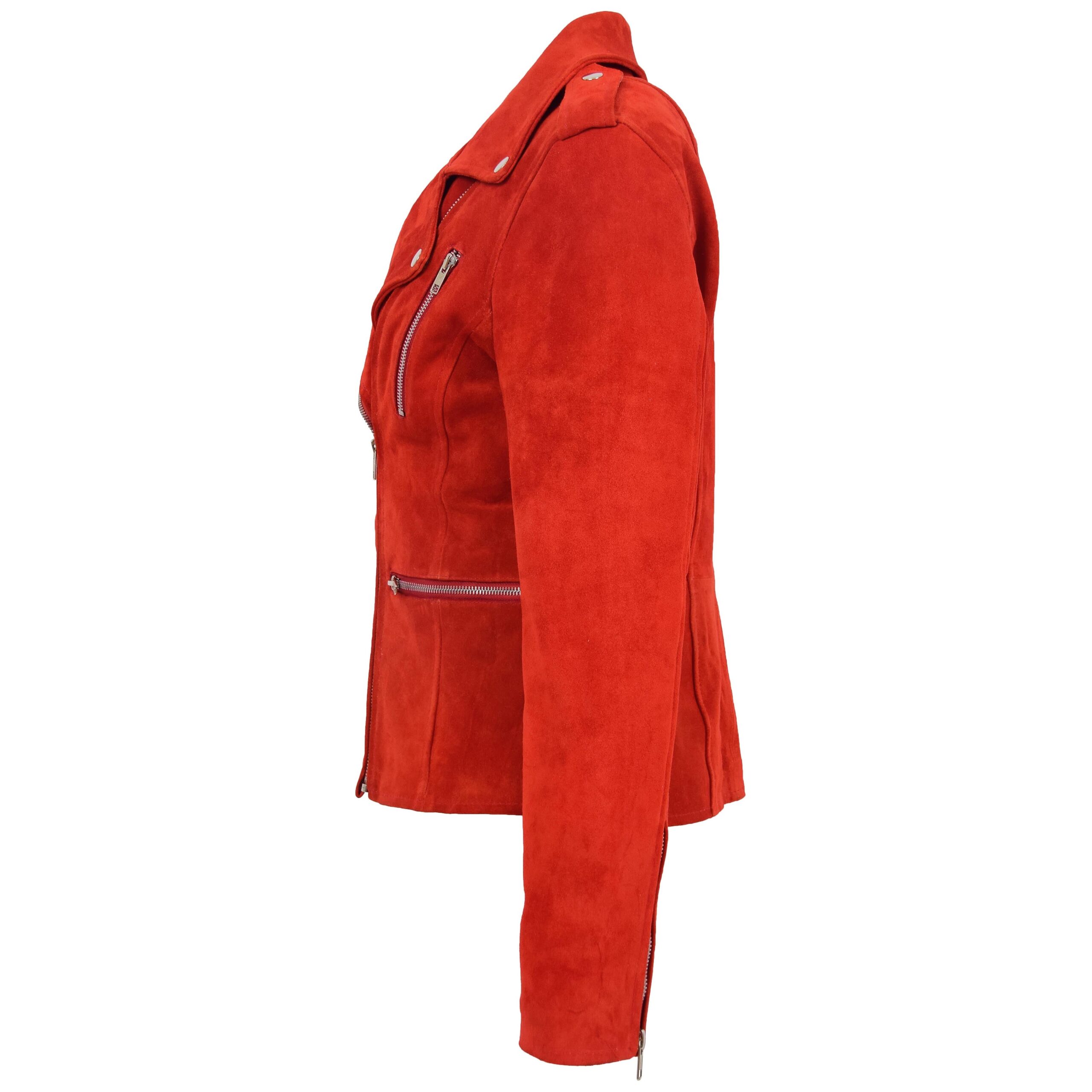 BUNERI Veste Femme Daim Style Biker Zip Rouge – Image 6